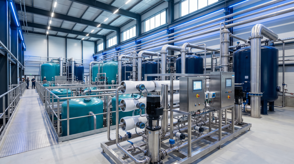 Brand-new industrial zero liquid discharge plant with stainless steel reverse osmosis pre-concentration skid