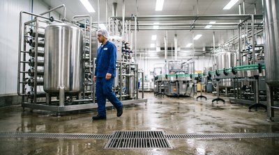 Water treatment skid supplying a food and beverage production plant