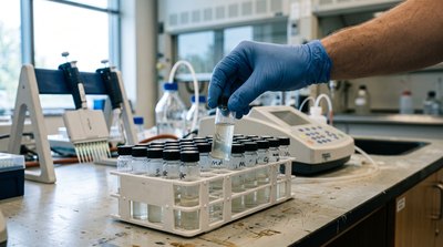 Laboratory water samples being prepared for PFAS testing