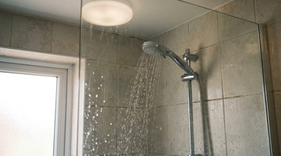 Shower water running, related to reverse osmosis water and hair care
