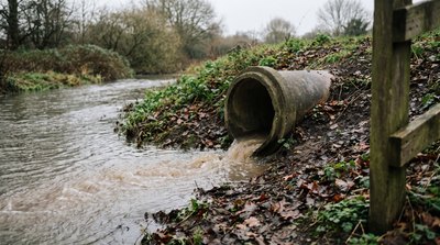 Stormwater runoff discharging into a stream as nonpoint source pollution