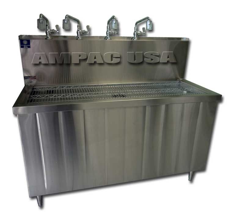 AMPAC water bottle filling station with 4 faucets for water stores and vending operations