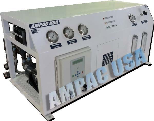 AMPAC seawater desalination reverse osmosis watermaker 3000 GPD 11350 LPD skid assembly